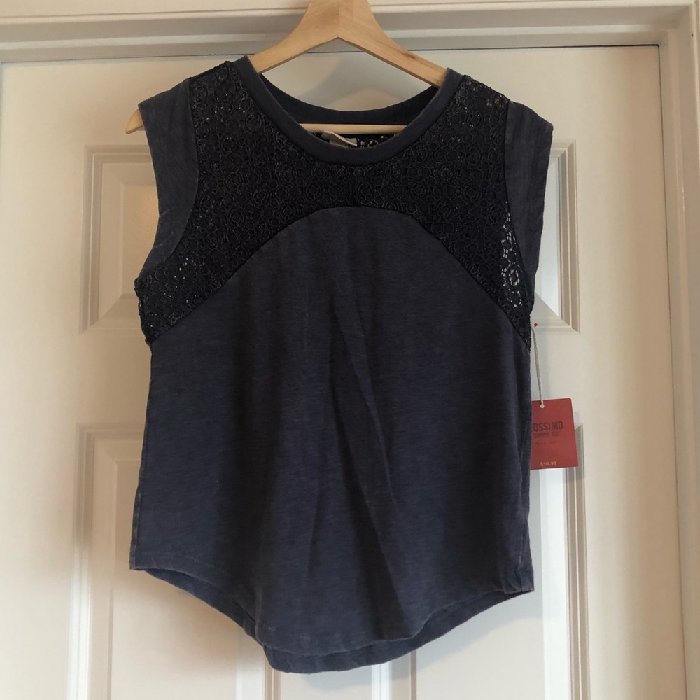 NWT Lace Navy Tank